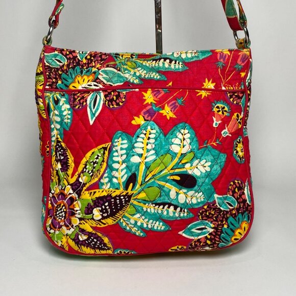 Vera Bradley Signature Double Zip Mailbag Crossbod Red Rumba Quilted Floral Bag - Picture 4 of 10